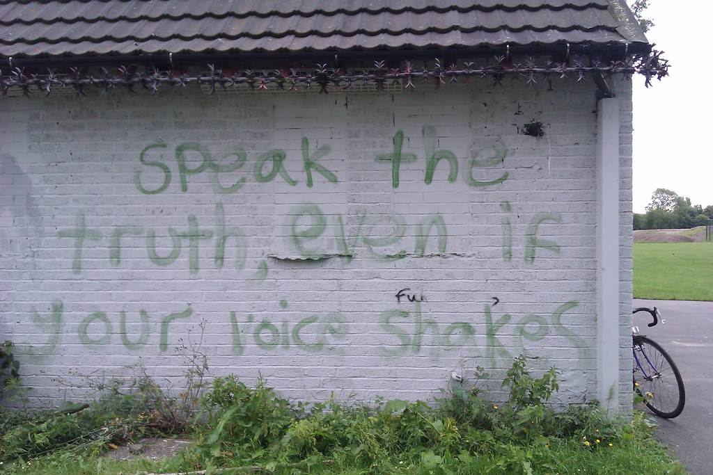 “Speak the truth, even if your voice shakes” --Maggie Kuhn. Cringle Park, Levenshulme, Manchester